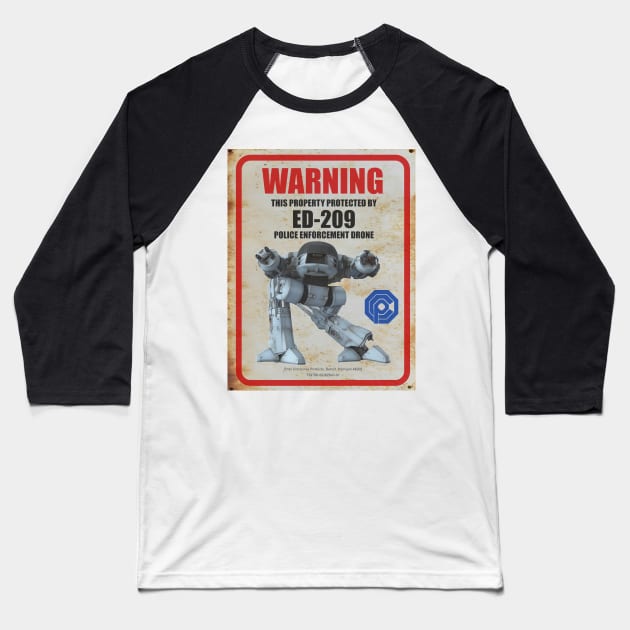 Rusty Old ED-209 Sign Baseball T-Shirt by Starbase79